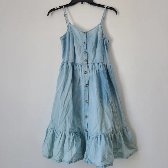 white christmas dresses Japna Blue Denim Smocked Mini Dress